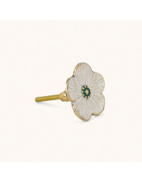 Bouton de tiroir Fleur Blanche Laiton Recyclé 5x5x7cm