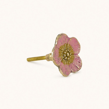 Bouton de tiroir Fleur Rose Laiton Recyclé 5x5x7cm