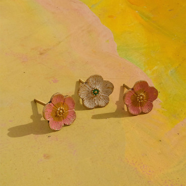 Bouton de tiroir Fleur Rose Laiton Recyclé 5x5x7cm