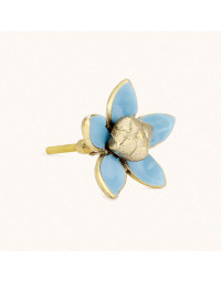 Bouton de tiroir Fleur Bleu Laiton Recyclé 6x6x9cm