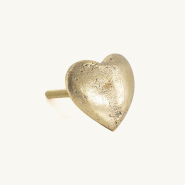 Bouton de tiroir Cœur Doré Laiton Recyclé 4x4x6cm