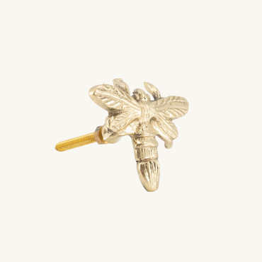 Bouton de tiroir Abeille Queen Bee Doré Laiton Recyclé 5x5x7cm
