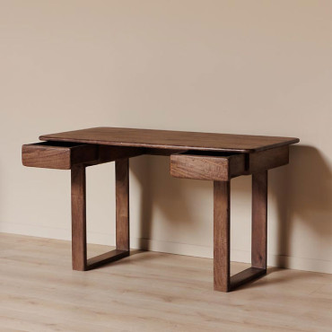 Bureau 2 Tiroirs Saori Bois de Manguier 76x135x65cm