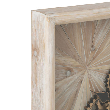 Horloge à Engrenage Bois Beige Clair 60x9cm