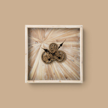 Horloge à Engrenage Bois Beige Clair 60x9cm