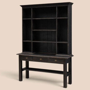 Vaisselier 3 tiroirs Botti Bois de Manguier Noir 221x158x47cm