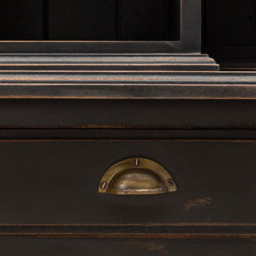 Vaisselier 3 tiroirs Botti Bois de Manguier Noir 221x158x47cm