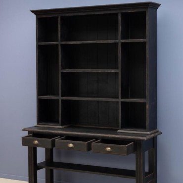 Vaisselier 3 tiroirs Botti Bois de Manguier Noir 221x158x47cm