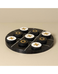 Jeu Morpion OXO Résine Laiton Blanc et Noir 26x4cm