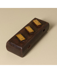 Boîte de Dominos Bois de Manguier Laiton 5x20x8cm