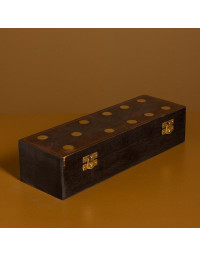 Boîte de Dominos Bois de Manguier Résine Doré 30x5x7cm
