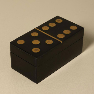 Boîte de Dominos Couvercle Domino Résine Doré et Noir 13x6x6cm