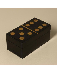 Boîte de Dominos Couvercle Domino Résine Doré et Noir 13x6x6cm
