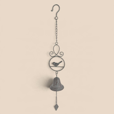 Cloche suspendre oiseaux fonte 10x10x74cm