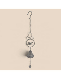 Cloche suspendre oiseaux fonte 10x10x74cm