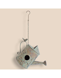 Nichoir oiseaux arrosoir fer 22x19x33cm