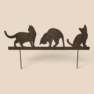 Silhouette déco jardin Chats 60x19cm