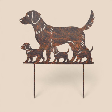 Silhouette famille chien 38x1x46cm