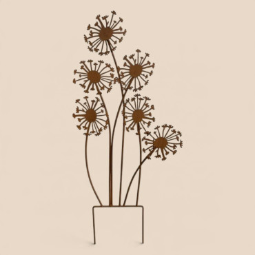 Tuteur déco fleurs fer marron 42x85cm