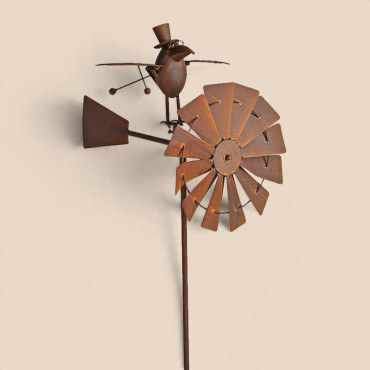 Girouette éolienne moulin jardin Birdy 42x58x150cm