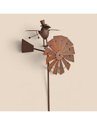 Girouette éolienne moulin jardin Birdy 42x58x150cm