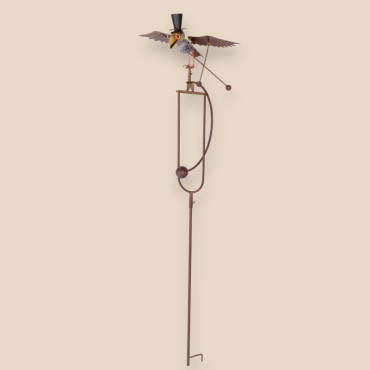 Tuteur m&eacute;tal oiseau 44x30x138cm