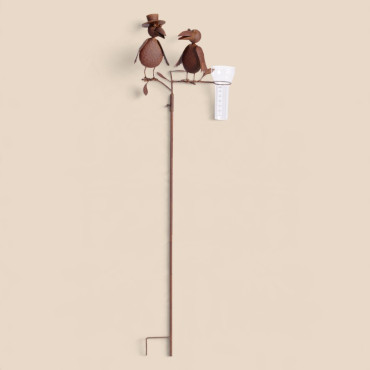 Pluviomètre couple d'oiseaux 28x23x127cm