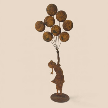 Silhouette fillette et ses ballons 27x13x80cm