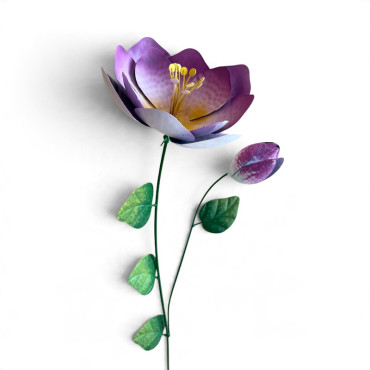 Tuteur fleur rose 11x9x41cm
