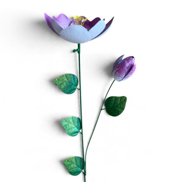 Tuteur fleur rose 11x9x41cm