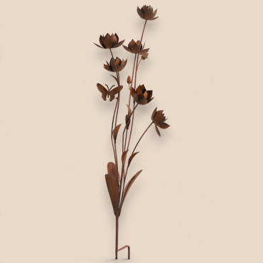 Tuteur jardin bouquet fleurs papillon 26x22x113cm