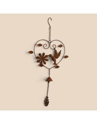 Cloche carillon coeur oiseau 33x6x71cm