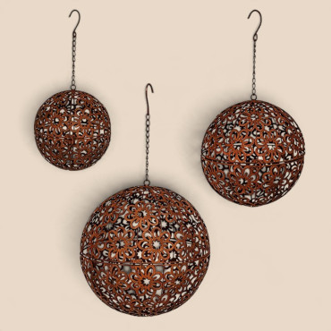 Ensemble 3 suspensions boules déco 30x30x30cm