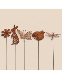 Ensemble 5 pics jardinière fer rouille12x1x43cm