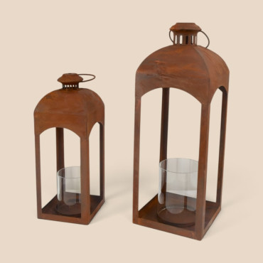 Set 2 lanternes fer 19x19x60cm