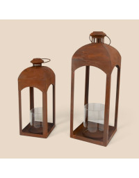 Set 2 lanternes fer 19x19x60cm