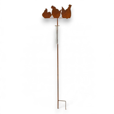 Pluviomètre jardin poules 28x1x105cm