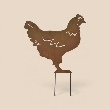 Silhouette jardin poule 36x1x48cm