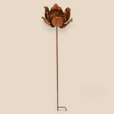 Tuteur fleur fer rouille 27x24x110cm