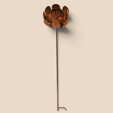 Tuteur fleur ouverte fer rouille 25x22x110cm