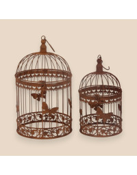 Ensemble 2 cages plantes papillon fer 25x25x50cm