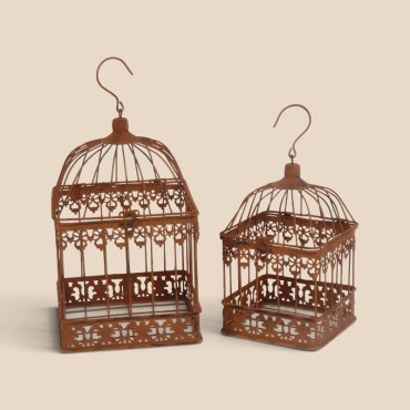 Ensemble 2 cages plantes fer 19x19x36cm