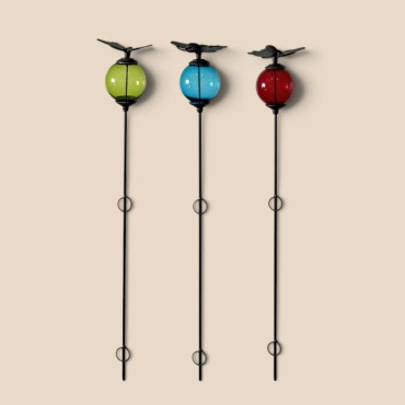 Ensemble 3 tuteurs boule fonte papillon 10x137cm