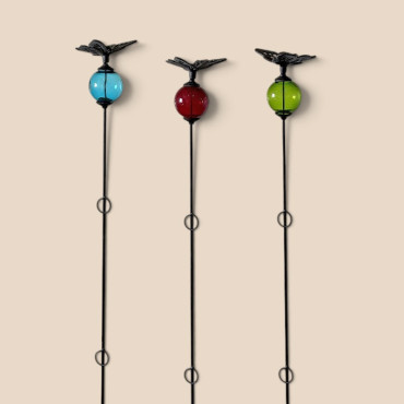 Ensemble 3 tuteurs boules fonte papillon 8x135cm