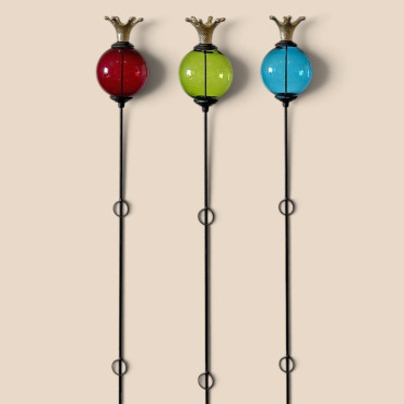 Ensemble 3 grand tuteurs boule fonte couronne 12x140cm