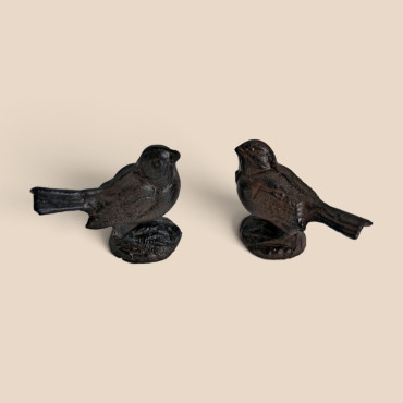 Ensemble 2 oiseaux fonte 10x4x8cm