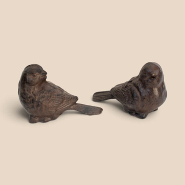 Ensemble 2 oiseaux fonte 8x5x11cm