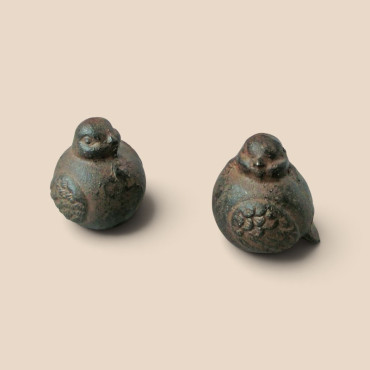 Ensemble 2 oiseaux en fonte 6x6x7cm