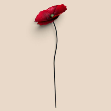 Tuteur jardin grande fleur rouge 28x28x127cm