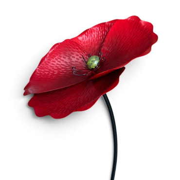 Tuteur jardin grande fleur rouge 28x28x127cm